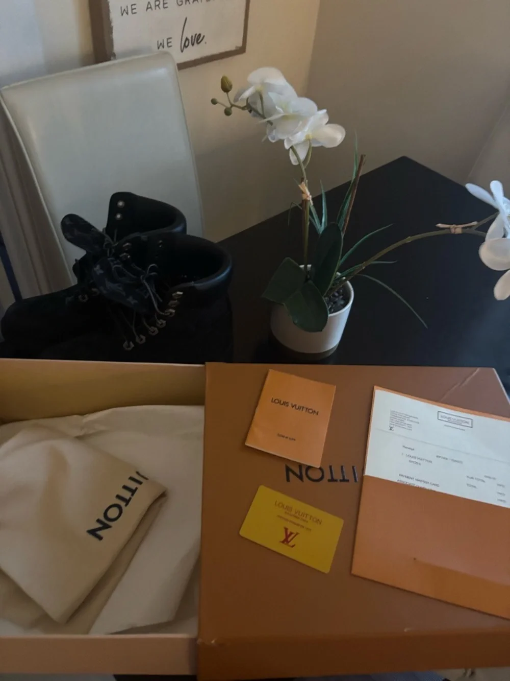 Louis Vuitton Black Leather Lace-Up Boot with Logo Insole - Picture 2 of 3